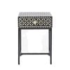 Belle Stella Bone Inlay Bedside Table w/ Drawer 45x65cm - Black