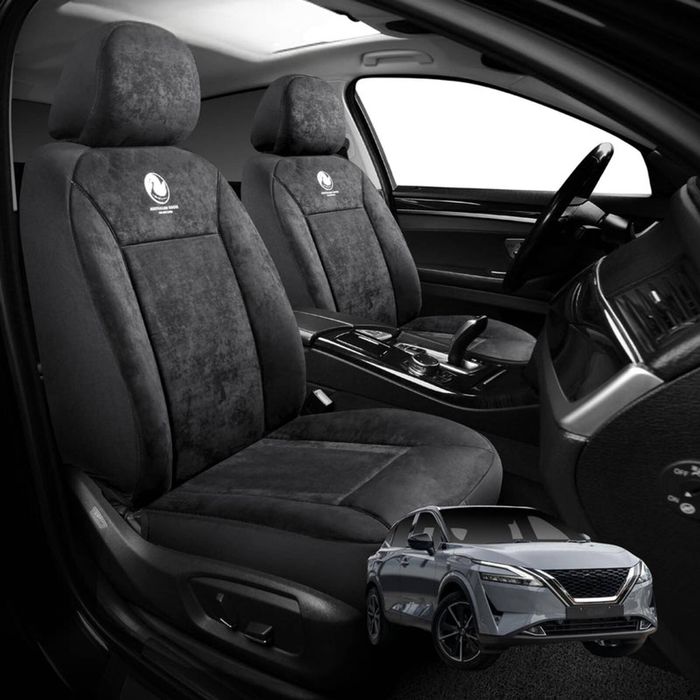 Australian Goose Edition Front Seat Covers for Nissan QASHQAI 2022 - Current (J12) - Suede, Universal Fit - Black