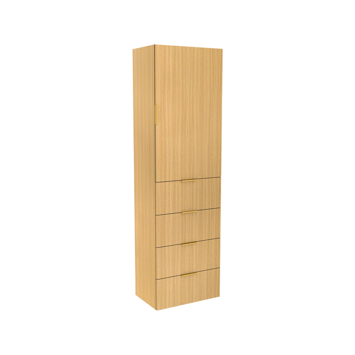 Lugna 2048 x 600 x 380mm Sand 3 Shelf 4 Drawer Right Hinged Door Storage Cabinet