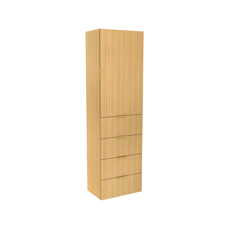 Lugna 2048 x 600 x 380mm Sand 3 Shelf 4 Drawers Right Hinged Door Storage Cabinet