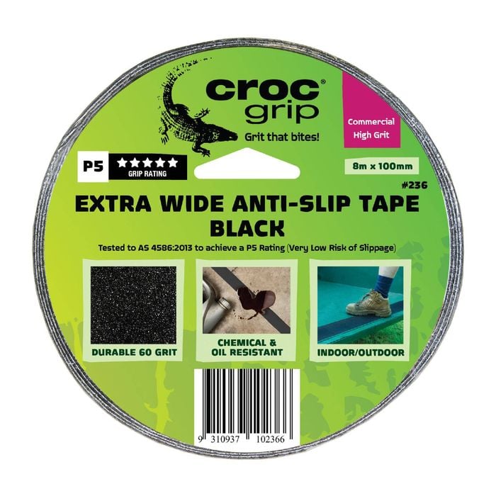 Croc Grip 100mm x 8m Black Extra Wide Anti-Slip Tape