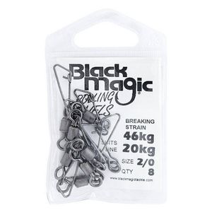 Black Magic Rolling Swivel With Snap Small Pack 20kg (46kg Breaking Strain)