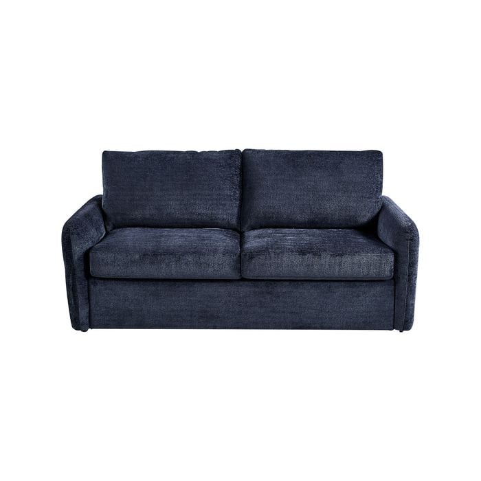 3 Seater Multifunctional Sofa Bed Fabric Upholstery Wooden Structure in Blue