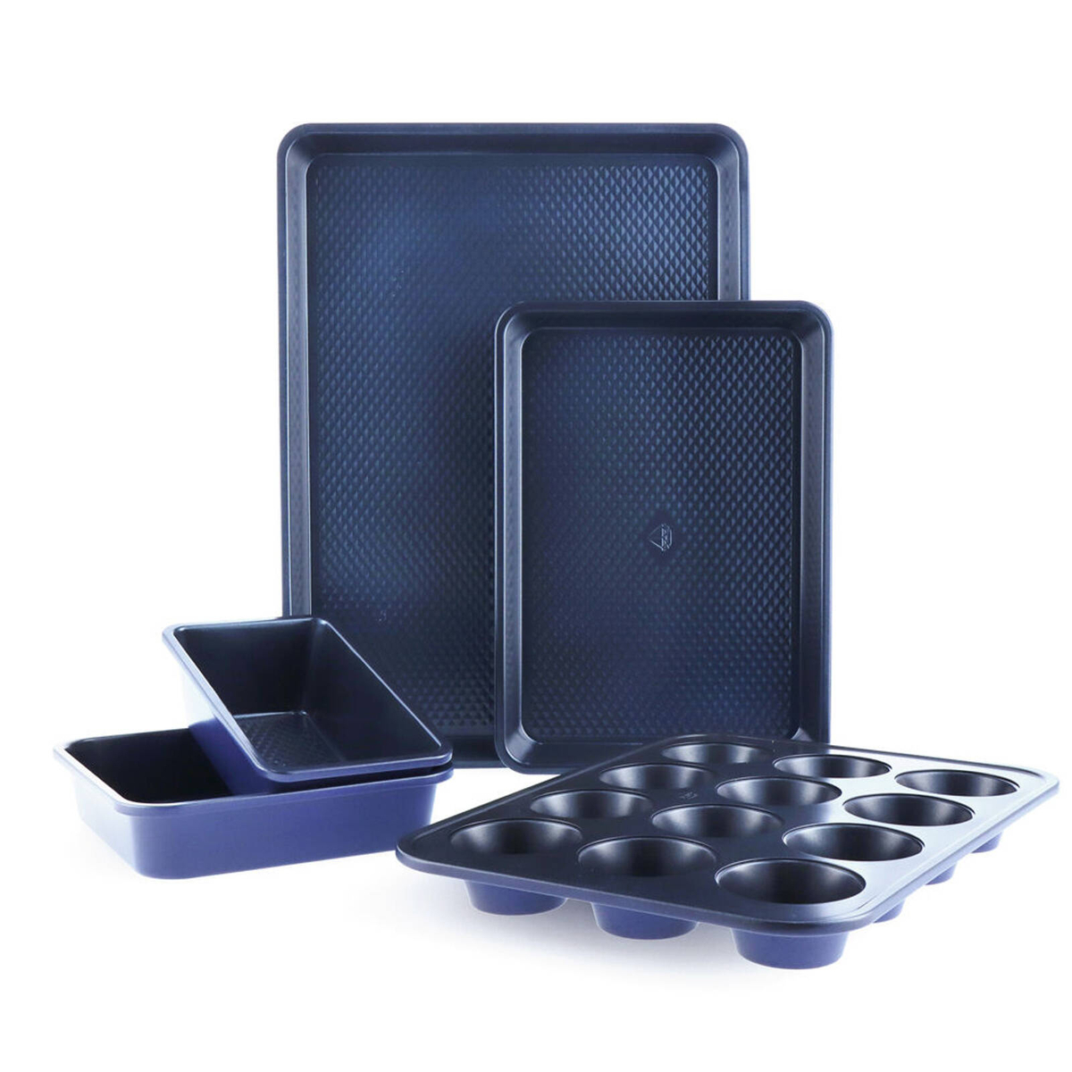 5pc Blue Diamond Bakeware Set Oven Safe Ceramic Coating Baking Tray ...