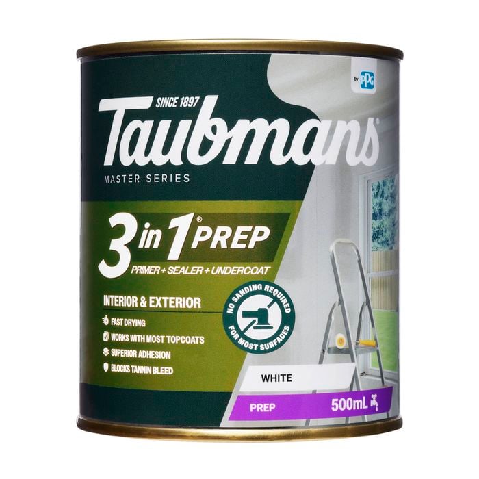 Taubmans 500ml White 3 In 1 Interior and Exterior Primer Undercoat and Sealer Paint