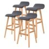 La Bella 4 Set 74cm Grey Wooden Bar Stool Sophia Fabric
