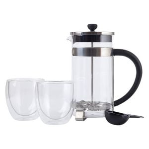 Maxwell & Williams Blend 1L Glass Plunger w/ 2 Cups Set - Clear