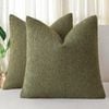 Gioia Casa Twin-Pack Bouclé Cushion Covers - Soft Textured Polyester with Hidden Zipper (Olive Green, 45cm x 45cm)