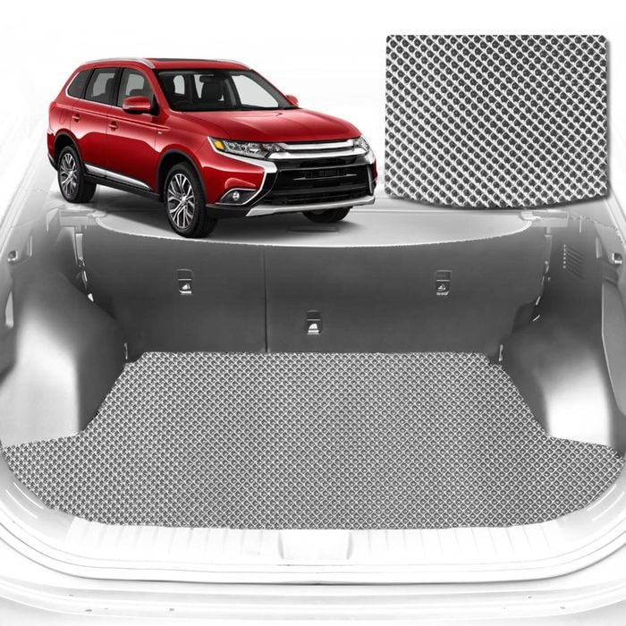 6D Diamond Car Boot Mat for Mitsubishi Outlander (ZJ/ZK/ZL)2012-2018-Cargo Mat-Grey-Outback GT