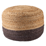 Ombre Hand Braided Jute Cotton Pouf Ottoman - Jute Charcoal