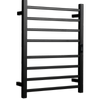 Hotwire 80W 700 x 530mm Black 8 Bar Flat Square Heated Towel Rail with Timer