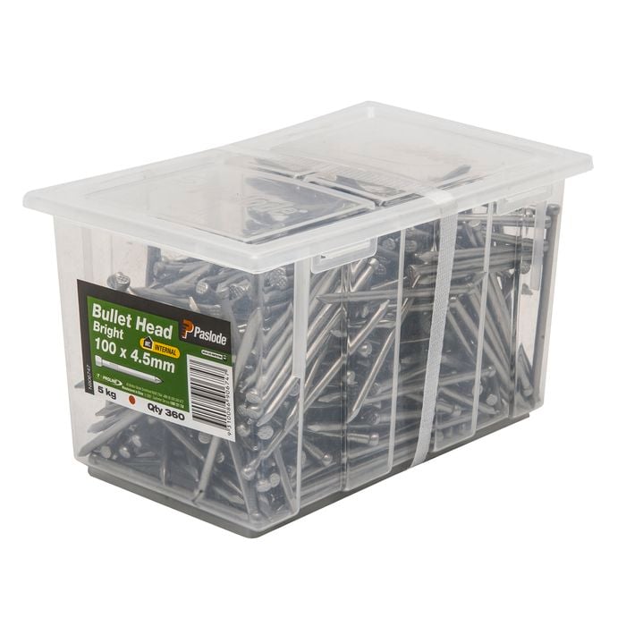 Paslode 100 x 4.5mm 5kg Bright Bullet Head Nails - 360 Pack