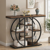 Ufurniture Console Table with Storage Shelves Industrial Narrow Sofa End Table Accent Table Sideboard Table Walnut