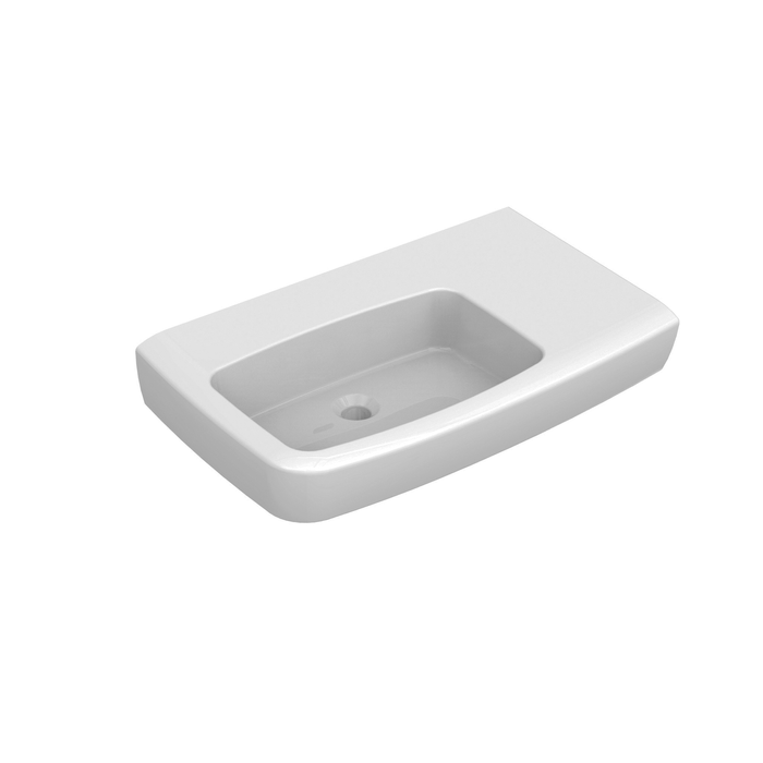 Johnson Suisse White Lucca Right Hand Shelf Basin With No Taphole Bottle Trap And Plug And Waste
