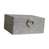 SS Collective Large Grey Suede Decorative Box W/ Gold Latch 24x18x11cm