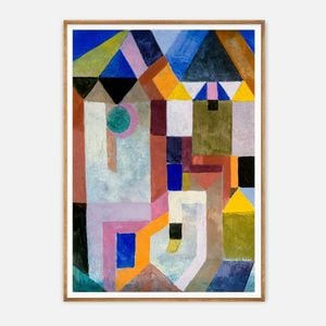 Galrie Stunning Paul Klee Colorful Architecture Abstract Art Print for Modern Decor, Wood Frame, 70 x 100cm (28 x 40inch)