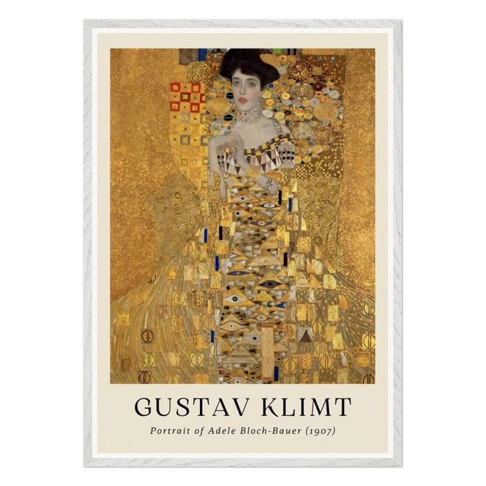 Galrie Gustav Klimt's Portrait of Adele Bloch-Bauer - Iconic Art Nouveau Masterpiece, White Frame, A1 60 x 84cm (23 x 33inch)