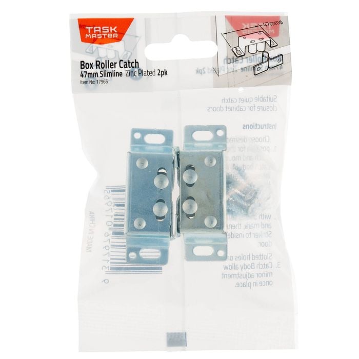 Taskmaster 47mm Zinc Plated Box Roller Catch - 2 Pack