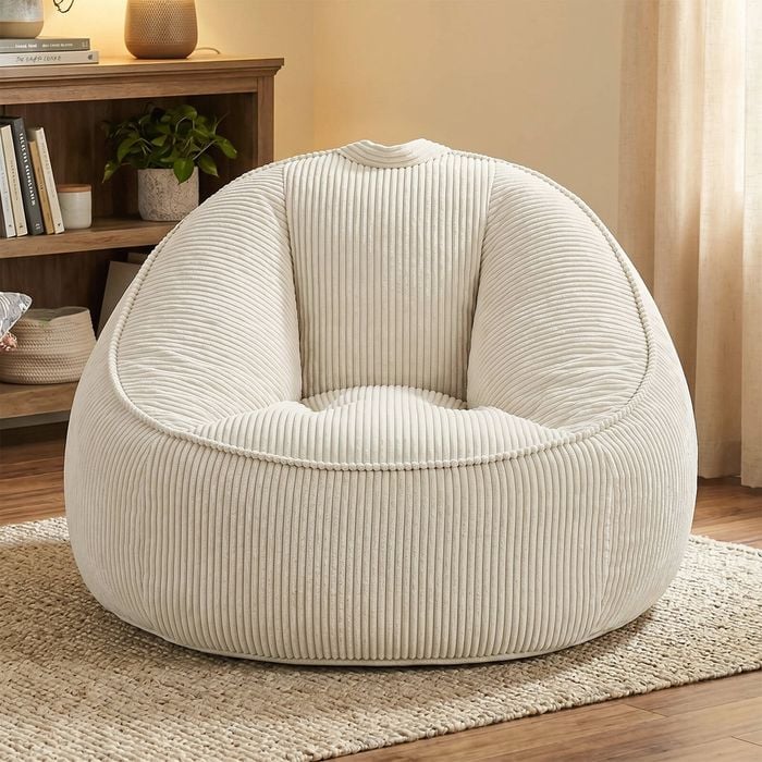 Advwin Bean Bag Chair Corduroy Lazy Sofa Lougne Seat Beige