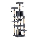 Petzly Cat Tree Tower Scratching Post Scratcher Condo 180cm Beige/Dark Grey/Grey