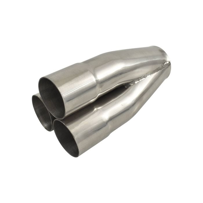 Outlaw Polished Stainless Steel 3 Into 1 Merge Collector - 3 X 1-7/8" ID, 2-1/4" Outlet, 7-1/2" Long