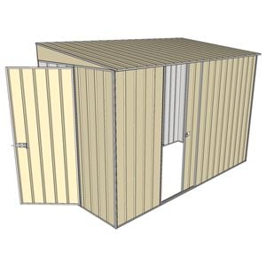 Build-a-Shed 1.5 x 3 x 2m Single Sliding Side Door Skillion Shed - Cream