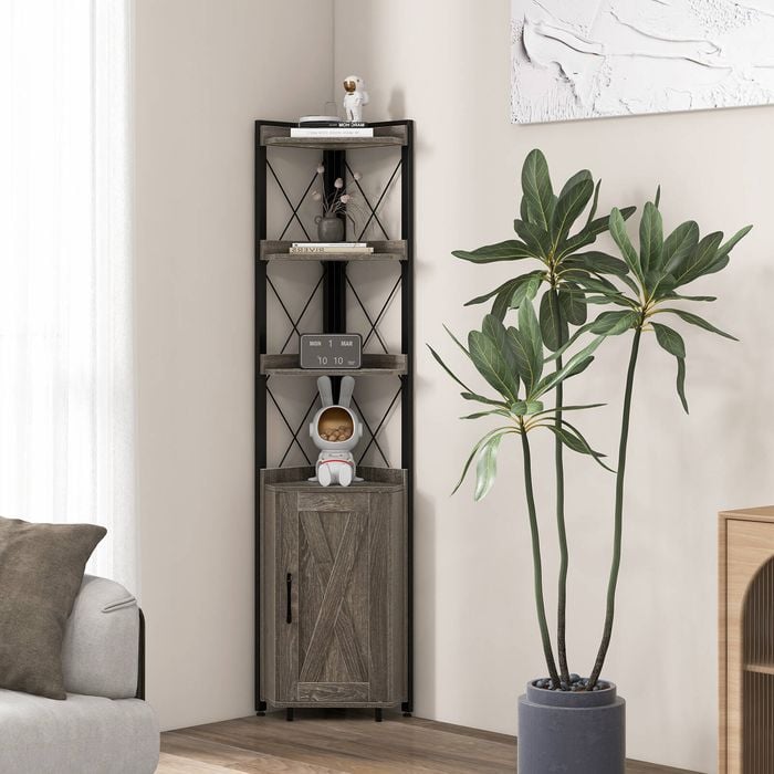 Costway 6-tier Corner Bookcase Shelf Display Storage Rack