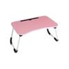 Provecta Pink Foldable Laptop Desk Adjustable Bed Table With Cup Slot 60x40cm