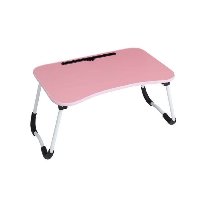 Provecta Pink Foldable Laptop Desk Adjustable Bed Table With Cup Slot 60x40cm