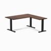 Desky Fixed Height Red Walnut Rubberwood L-shape Office Desk 1500x1550mm Matte Black Frame