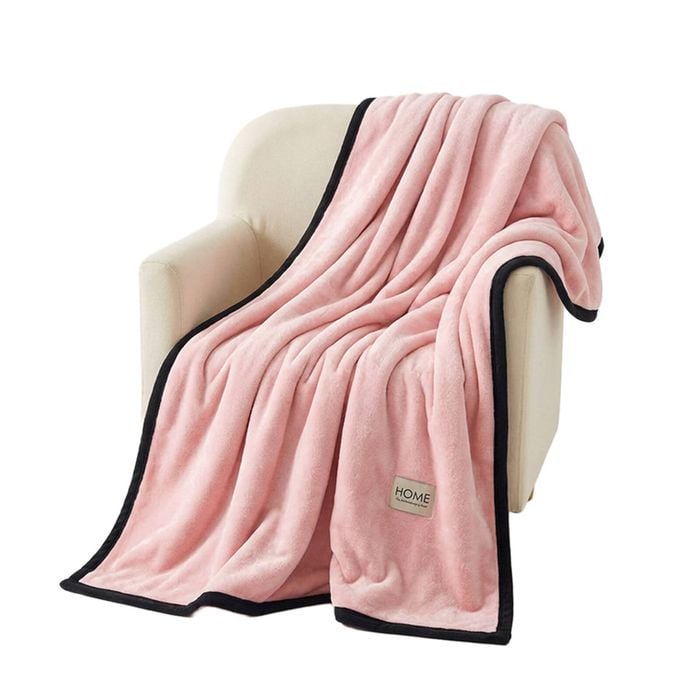 SOGA Pink Flannel Polyester Throw Blanket 200x230cm