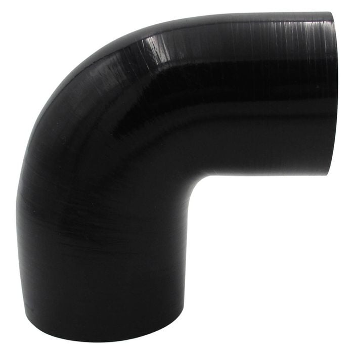 GASO 90 Degree Reducer Elbow 3.5" to 3" (89-76mm) Silicone Hose Black