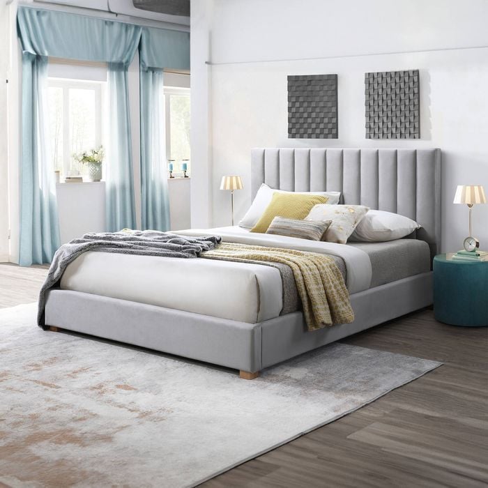 Marcus Double Bed Frame Light Grey