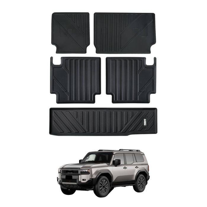 AUSGO Boot Liner Back Seat Protector Set for Toyota LandCruiser Prado 250 Series 7-Seat 2024-Onwards Cargo Mat Kick Mats