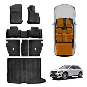 Floor Mats Boot Liner Set For Mercedes-benz Glc 2015-2022 All Weather Heavy Duty Trunk Cargo Kick Back Seat Protector Cover
