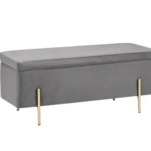Molto Velvet Ottoman Bench with Storage - Grey