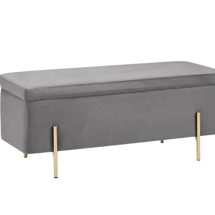 Molto Velvet Ottoman Bench with Storage - Grey