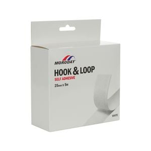Moroday 25mm x 5m White Hook And Loop Self Adhesive