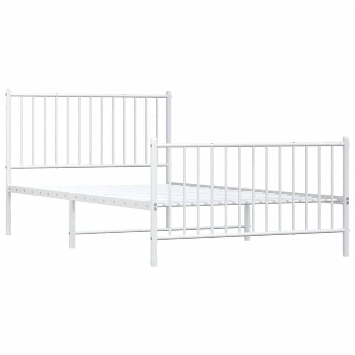 vidaXL Metal Bed Frame Bed Base with Headboard Footboard White 107x203 cm