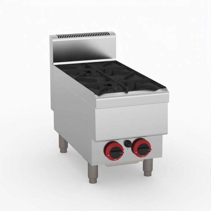 Gasmax Benchtop Natural Gas 2 Burner Cooktop W/ Splashback  - Commercial Gas Cooktops (jus-tr-2b)
