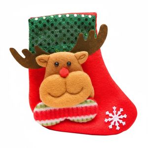 P&P Red and Green Velvet Reindeer Gift Bag 15x12cm Christmas Stocking Pouch