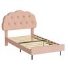 Ufurniture Adjustable Headboard Floating Bed Frame with LED Lights King Single Pink