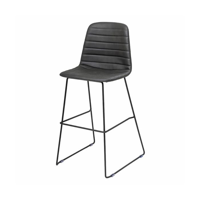 Olg Sofia Bar Stool Black Sled Base Black Vinyl Upholstered Seat