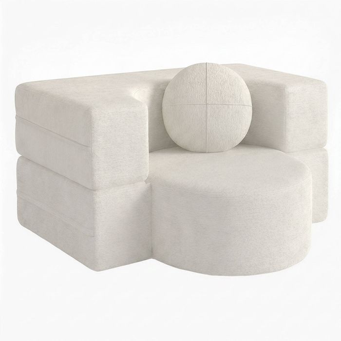 Familand 100cm Convertible Memory Foam Sofa Bed In Cream