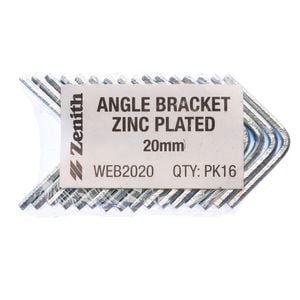 Zenith 20mm Zinc Plated Angle Bracket - 16 Pack