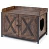 Costway Cat Litter Box Enclosure House Furniture Barn Door Pet Brown