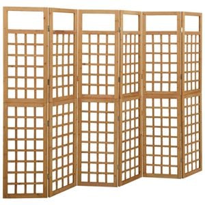 vidaXL Solid Fir Wood 6-Panel Room Divider/Trellis 242.5x180 cm Furniture