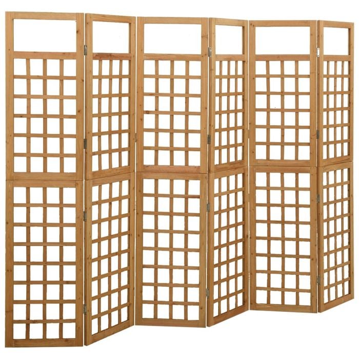 vidaXL Solid Fir Wood 6-Panel Room Divider/Trellis 242.5x180 cm Furniture