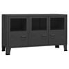 vidaXL Industrial Sideboard Black Metal and Glass Buffet Book Storage Cabinet
