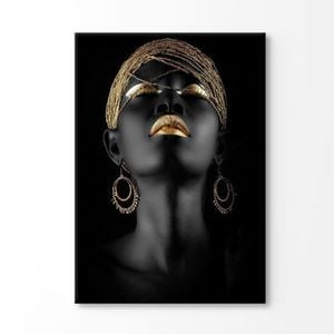 Golden Makeup With Women Face Photograph Print 100% Australian Made 75x50cm (Stretched Canvas)